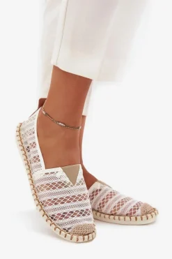 Boto Espadryle Na Platformie*Koronkowe Espadryle Damskie Z Siateczką Białe Faylira