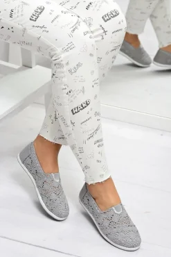 Boto Koronkowe Szare Damskie Baleriny Little Sugar