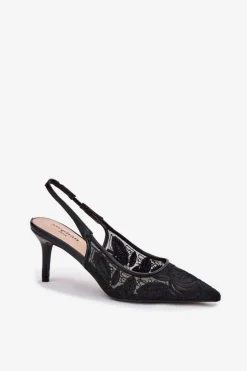 Damskie Boto Koronkowe Szpilki Sandały Z Odkrytą Piętą Czarne Lisaviela