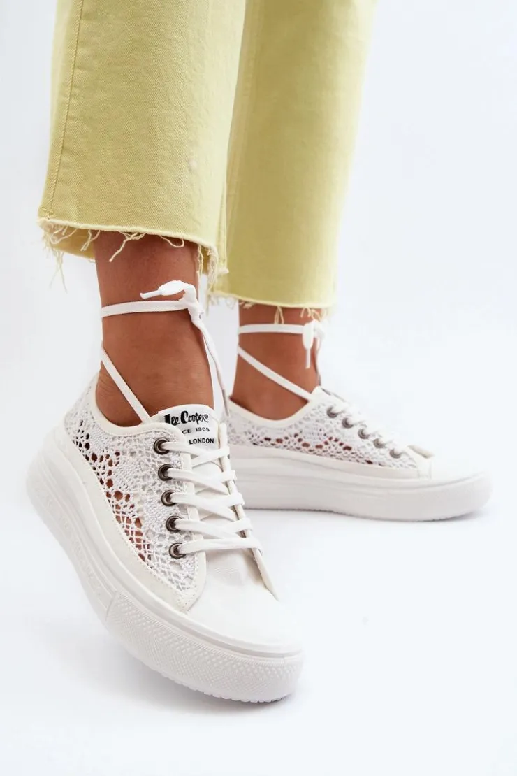 Lee Cooper Trampki Damskie Niskie*Koronkowe Trampki Damskie LCW-23-44-1617 Białe Biały