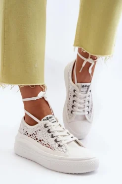 Lee Cooper Trampki Damskie Niskie*Koronkowe Trampki Damskie LCW-23-44-1617 Białe Biały
