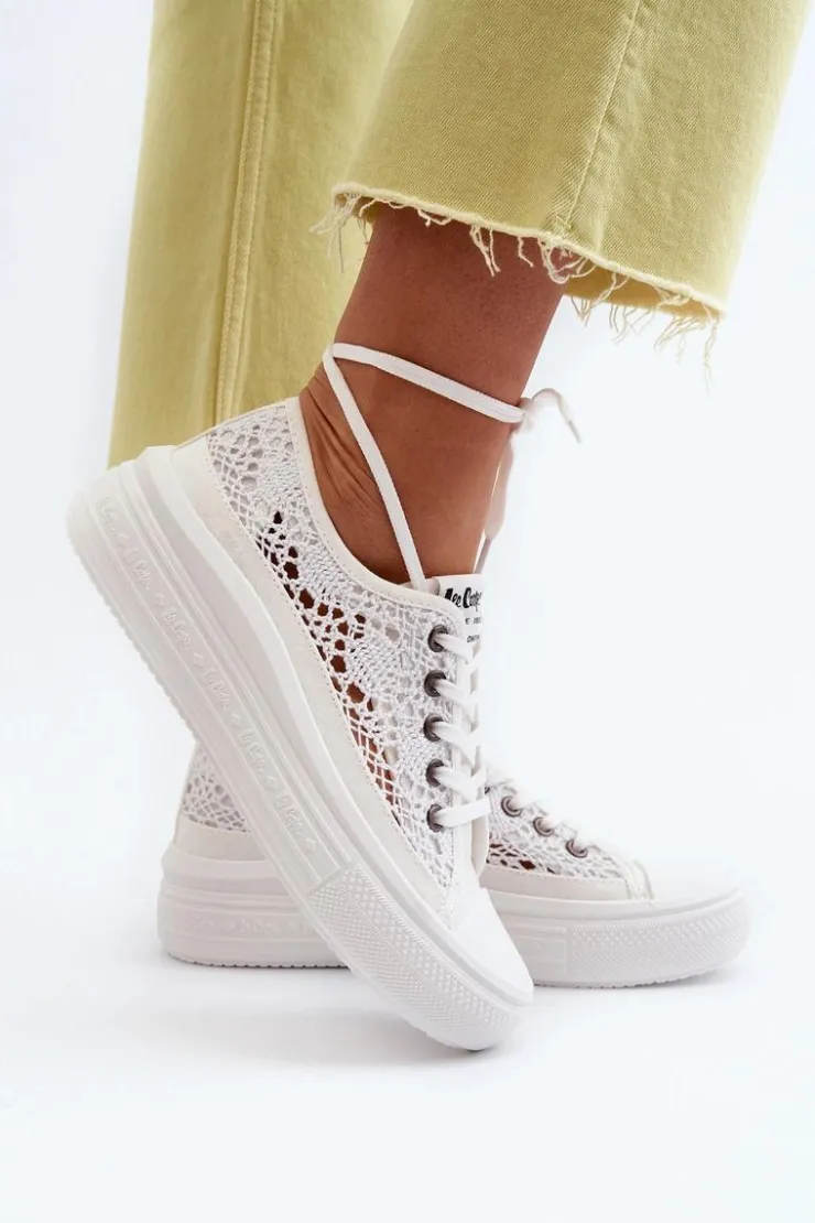 Lee Cooper Trampki Damskie Niskie*Koronkowe Trampki Damskie LCW-23-44-1617 Białe Biały
