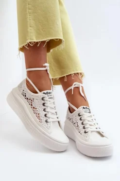 Lee Cooper Trampki Damskie Niskie*Koronkowe Trampki Damskie LCW-23-44-1617 Białe Biały