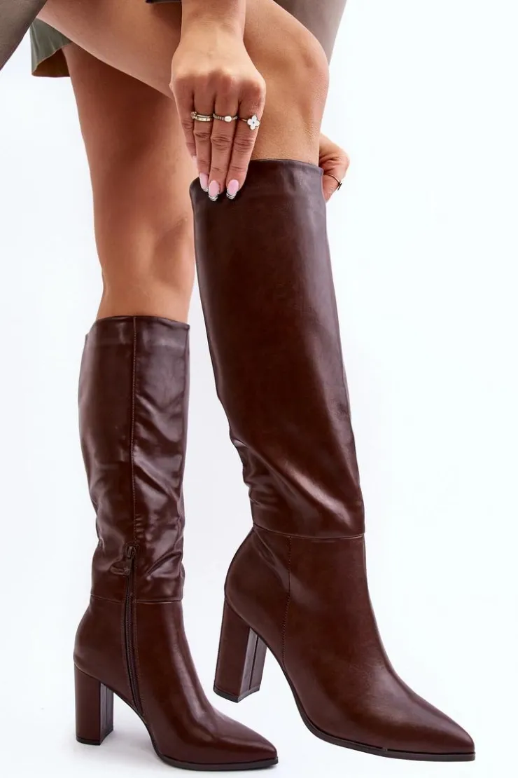 Boto Kozaki Przed Kolano|Kozaki Na Obcasie*Kozaki Damskie Do Kolana Na Słupku Brązowe Fiminna