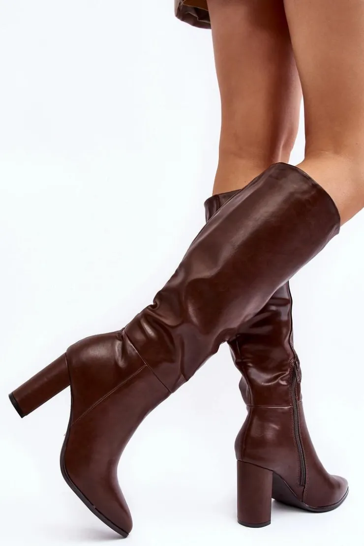 Boto Kozaki Przed Kolano|Kozaki Na Obcasie*Kozaki Damskie Do Kolana Na Słupku Brązowe Fiminna