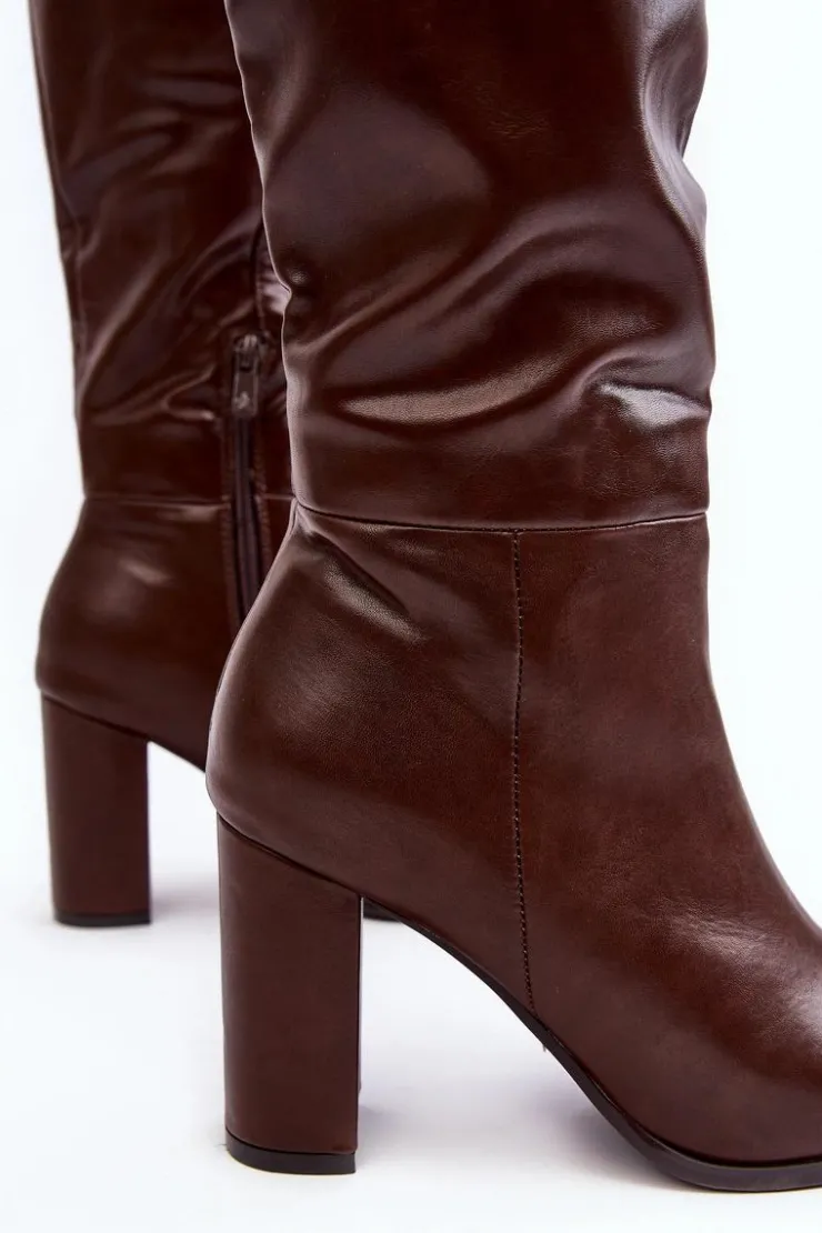 Boto Kozaki Przed Kolano|Kozaki Na Obcasie*Kozaki Damskie Do Kolana Na Słupku Brązowe Fiminna