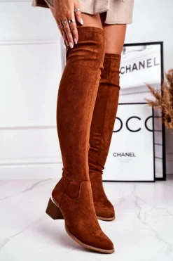 Boto Kozaki Wiosenne|Kozaki Na Obcasie*Kozaki damskie do kolana eko-zamsz camel Can't Stop