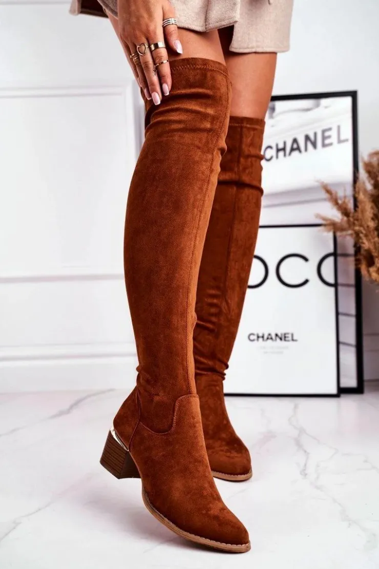 Boto Kozaki Wiosenne|Kozaki Na Obcasie*Kozaki damskie do kolana eko-zamsz camel Can't Stop