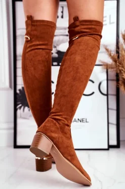 Boto Kozaki Wiosenne|Kozaki Na Obcasie*Kozaki damskie do kolana eko-zamsz camel Can't Stop