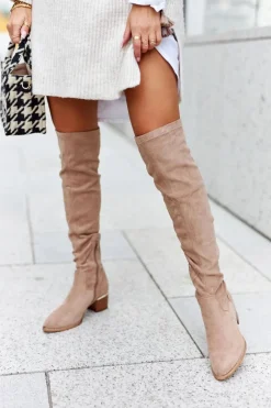 Discount Evento Kozaki Damskie Do Kolana Eko-Zamsz Khaki Can't Stop