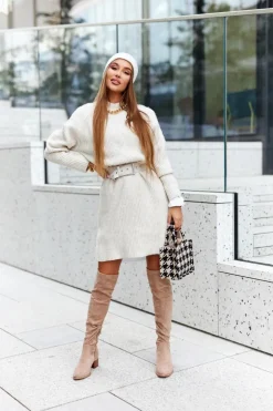 Discount Evento Kozaki Damskie Do Kolana Eko-Zamsz Khaki Can't Stop