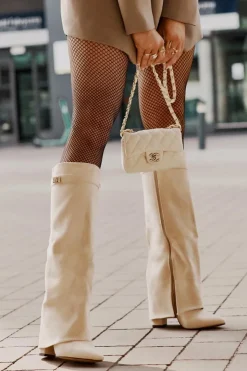 Boto Kozaki Ocieplane|Kozaki Na Słupku*Kozaki Damskie Eko Zamszowe Z Wywiniętą Cholewką Na Słupku Beżowe Bralise