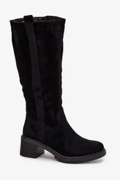 Boto Kozaki Ocieplane|Kozaki Przed Kolano*Kozaki Damskie Na Klocku Eko Zamszowe Czarne Darisse