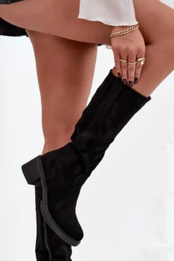 Boto Kozaki Ocieplane|Kozaki Przed Kolano*Kozaki Damskie Na Klocku Eko Zamszowe Czarne Darisse