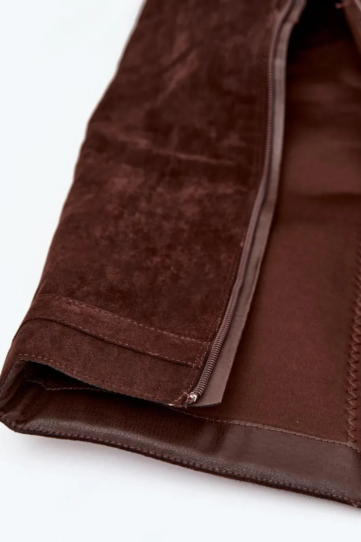 Boto Kozaki Ocieplane|Kozaki Na Koturnie*Kozaki Damskie Na Koturnie Z Paskiem I Srebrnym Detalem Czekoladowe Korivelle