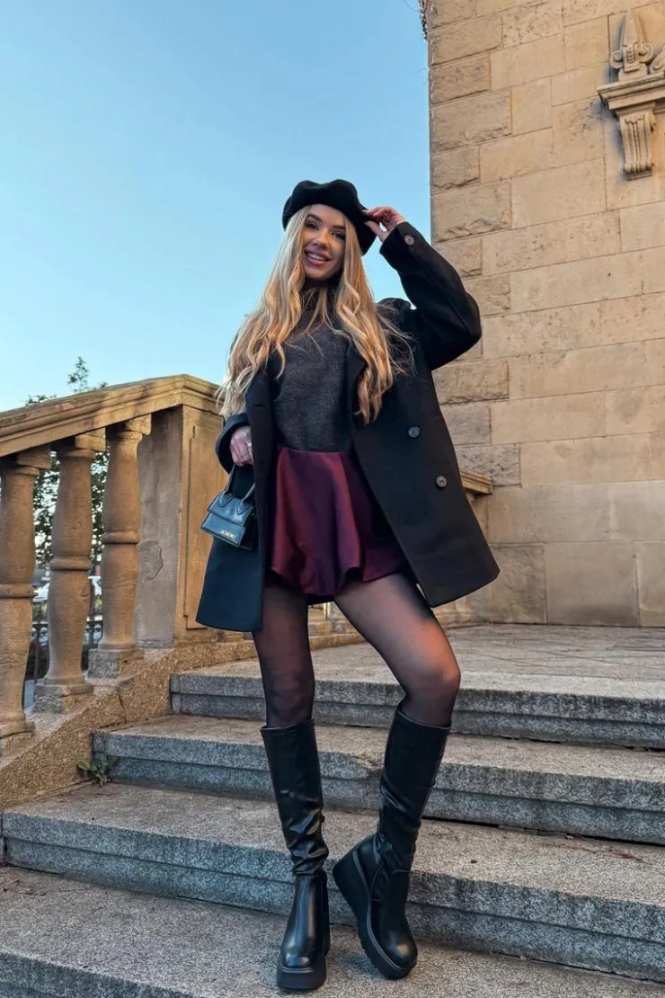 Clearance Boto Kozaki Damskie Na Koturnie Czarne Terisse