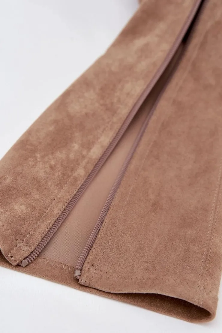 Buty Sergio Leone Kozaki Ocieplane|Kozaki Przed Kolano*Kozaki Damskie Na Niskim Obcasie Eko Zamszowe Sergio Leone KZ212 Beżowe