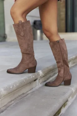 Online Buty damskie Vinceza Kozaki Damskie Na Obcasie Zamszowe Beżowe Sillogue