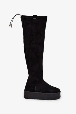 Big Star Shoes Kozaki Ocieplane|Muszkieterki*Kozaki Damskie Na Platformie Za Kolano Big Star SS274264 Czarne