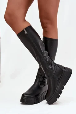 Damskie Buty damskie Vinceza Kozaki Damskie Na Platformie Na Zamek Vinceza 58553 Czarne