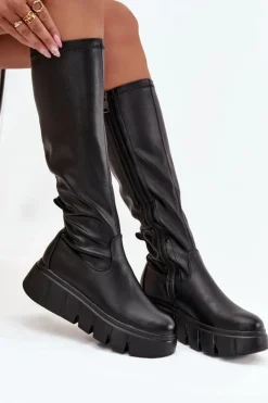 Damskie Buty damskie Vinceza Kozaki Damskie Na Platformie Na Zamek Vinceza 58553 Czarne