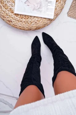 Boto Kozaki Na Obcasie|Kozaki Zamszowe*Kozaki Damskie Na Słupku Czarne Estredos