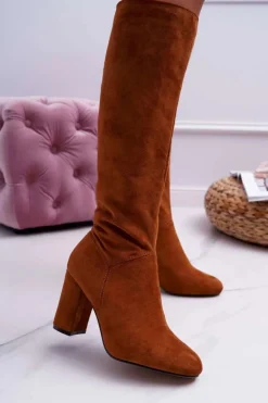 Boto Kozaki Wiosenne|Kozaki Na Obcasie*Kozaki Damskie Na Słupku Do Kolana Camel Mercure