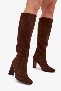 Boto Kozaki Ocieplane|Kozaki Na Słupku*Kozaki Damskie Na Słupku Ocieplane Czekoladowe Zamira