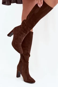 Boto Kozaki Ocieplane|Kozaki Na Słupku*Kozaki Damskie Na Słupku Ocieplane Czekoladowe Zamira