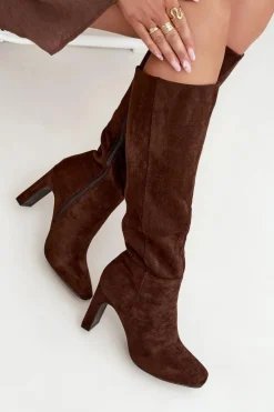 Boto Kozaki Ocieplane|Kozaki Na Słupku*Kozaki Damskie Na Słupku Ocieplane Czekoladowe Zamira