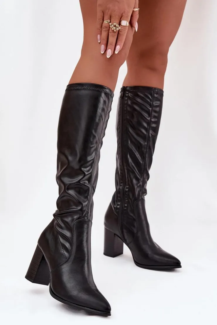 Buty damskie Vinceza Kozaki Na Słupku|Kozaki Przed Kolano*Kozaki Damskie Na Słupku Vinceza 16511 Czarne