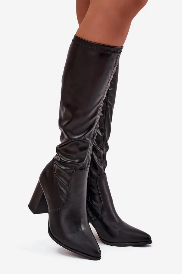 Buty damskie Vinceza Kozaki Na Słupku|Kozaki Przed Kolano*Kozaki Damskie Na Słupku Vinceza 16511 Czarne