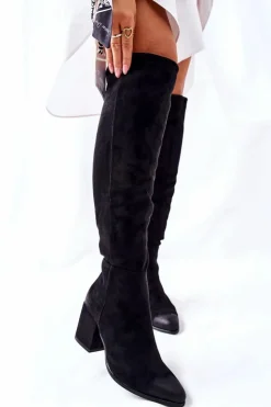 Buty damskie Vinceza Kozaki Wiosenne|Kozaki Na Obcasie*Kozaki Damskie Na Słupku Zamszowe Czarne Corrig