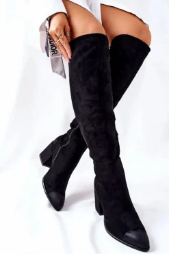 Buty damskie Vinceza Kozaki Wiosenne|Kozaki Na Obcasie*Kozaki Damskie Na Słupku Zamszowe Czarne Corrig