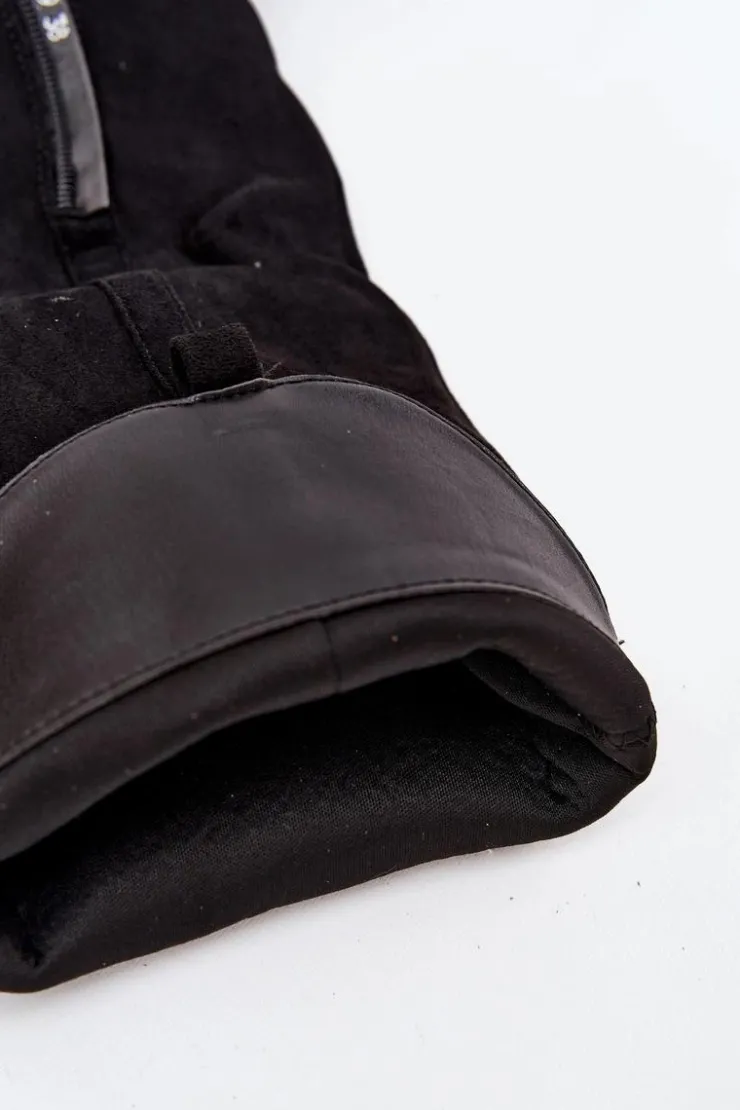 Damskie Boto Kozaki Damskie Na Słupku Z Eko Zamszu Czarne Prisca