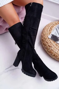 Hot Boto Kozaki Damskie Na Słupku Zamszowe Ocieplane Velkor