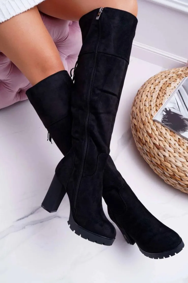 Hot Boto Kozaki Damskie Na Słupku Zamszowe Ocieplane Velkor