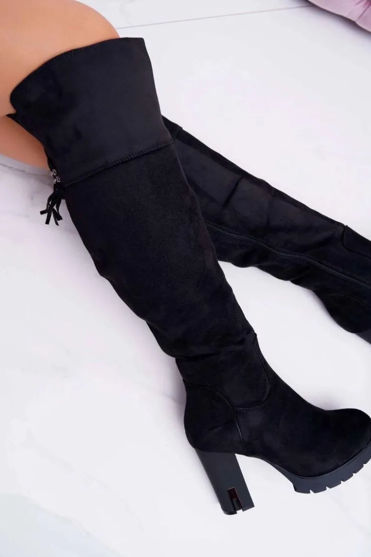 Hot Boto Kozaki Damskie Na Słupku Zamszowe Ocieplane Velkor