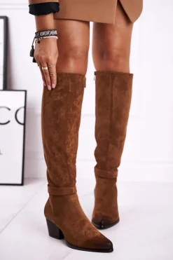 Buty damskie Vinceza Kozaki Wiosenne|Kozaki Na Obcasie*Kozaki Damskie Na Słupku Zamszowe Brązowe Nevermind