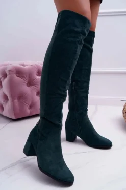 Buty damskie Vinceza Kozaki Na Obcasie|Kozaki Zamszowe*Kozaki Damskie Na Słupku Zamszowe Zielone Torgos