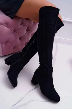 Online Buty damskie Vinceza Kozaki Damskie Na Słupku Zamszowe Czarne Torgos