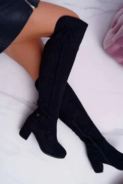 Online Buty damskie Vinceza Kozaki Damskie Na Słupku Zamszowe Czarne Torgos