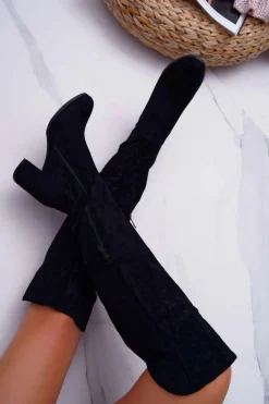 Online Buty damskie Vinceza Kozaki Damskie Na Słupku Zamszowe Czarne Torgos