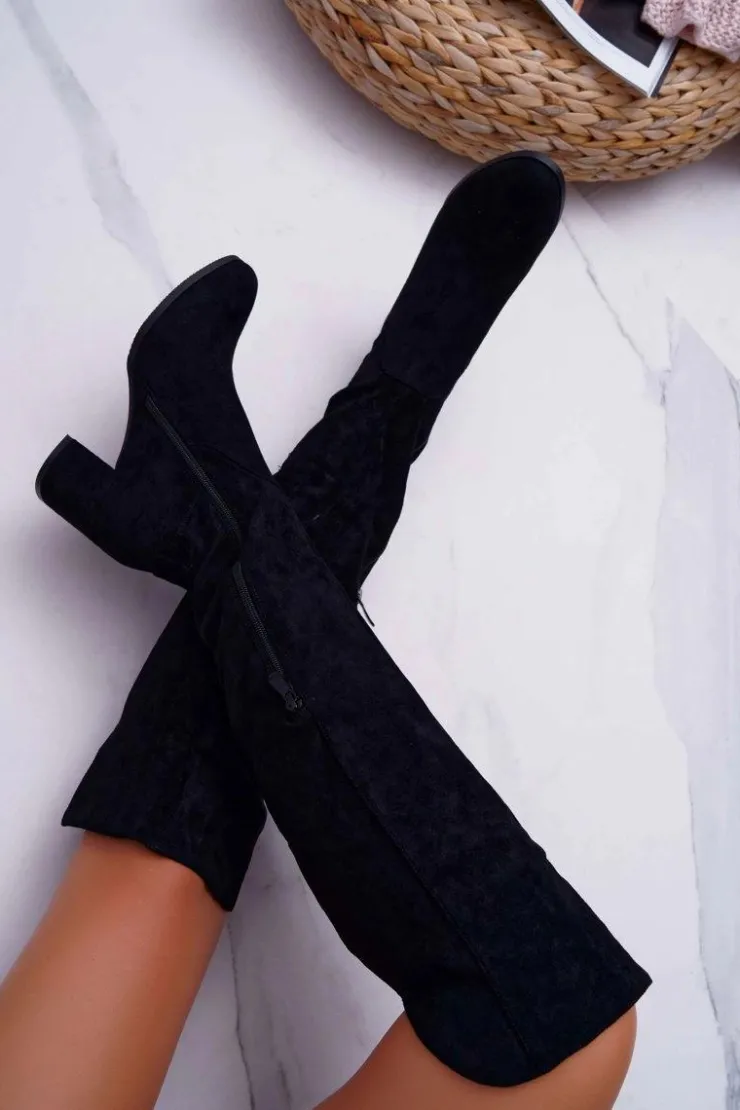 Online Buty damskie Vinceza Kozaki Damskie Na Słupku Zamszowe Czarne Torgos