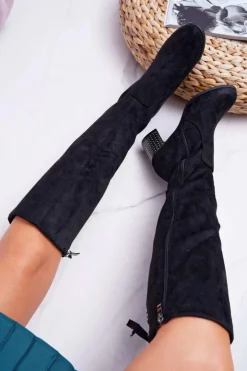 Boto Kozaki Na Obcasie|Kozaki Zamszowe*Kozaki Damskie Na Słupku Zamszowe Ocieplane Yonas