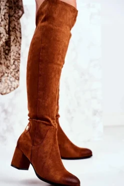 Damskie Buty damskie Vinceza Kozaki Damskie Na Słupku Zamszowe Camel Torgos