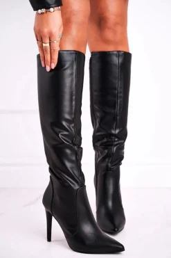 Boto Kozaki Na Obcasie*Kozaki Damskie Na Szpilce Czarne See Me!