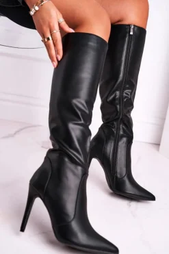 Boto Kozaki Na Obcasie*Kozaki Damskie Na Szpilce Czarne See Me!