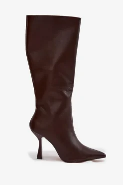Damskie Boto Kozaki Damskie Na Szpilce Przed Kolano Czekoladowe Vionette