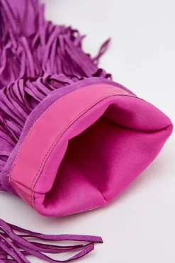 Boto Kozaki Damskie Na Szpilce Z Frędzlami Fioletowe Isalune Fioletowy